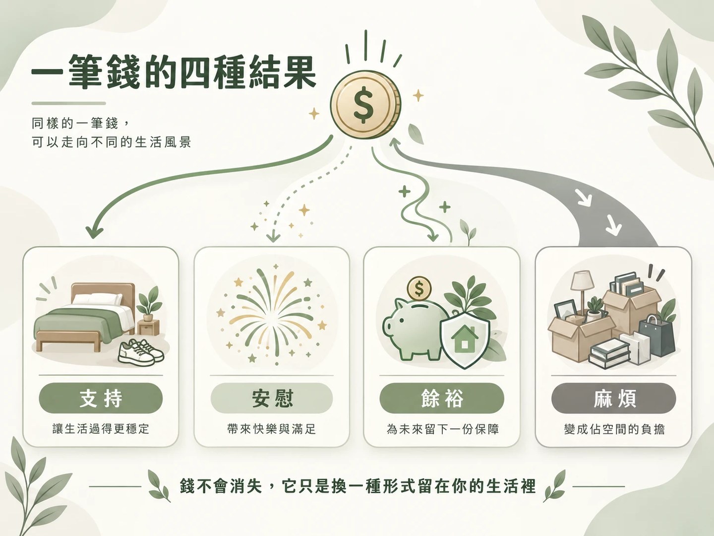 一筆錢的四種結果:支持、安慰、餘裕、麻煩